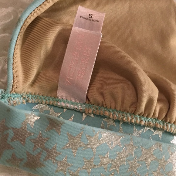 Mint Blue and Silver Stars Bikini Top - Picture 6 of 9